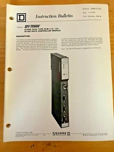 Square D Instruction Bulletin, Sy/Max Class 8030 Type DLM-110, 120, 30598-272-02 - Picture 1 of 3