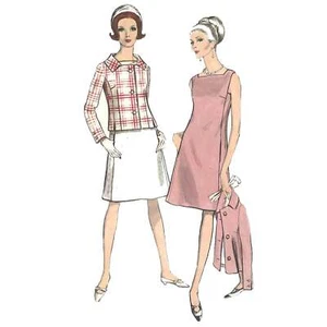 1960s Pattern, Women's Mod Dress & Jacket - Bust=36” (92cm) - Picture 1 of 2