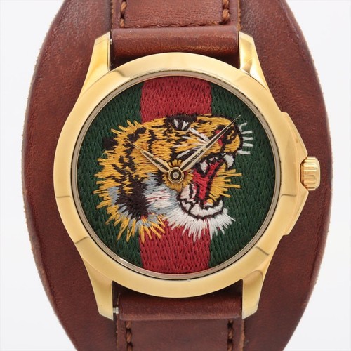 Orologio Gucci Quarzo 126.4. Gucci G quadrante tigre ricamato. Le Marché De Merveille