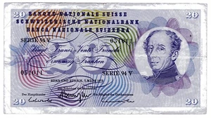 SWITZELAND P-46u.3 20 Francs 1973 - Picture 1 of 2