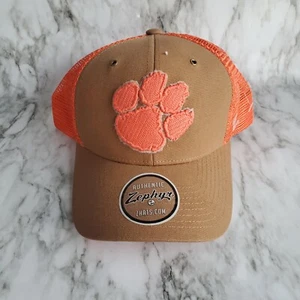 Clemmson Tigers Paw Logo Brown & Orange Mesh Hat Authentic Zephyr Adjustable - Picture 1 of 4