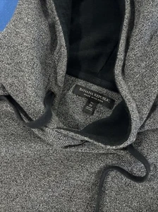 Banana Republic Pima Cotton Waffle Hoodie Mens M Tall Gray / Charcoal Sweatshirt - Picture 1 of 10