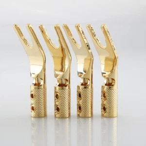 4 piezas conector de pala en Y de cobre puro enchufe de horquilla enchapado en oro para cable de altavoz de alta fidelidad - Imagen 1 de 12