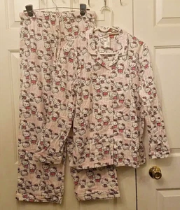 Hello Kitty Organic Flannel TEEN LARGE PAJAMA SET POTTERY BARN - Picture 1 of 20