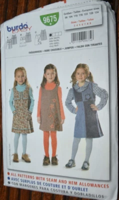 Burda 9675 Very Easy Child's/Toddlers Jumper Pattern Sz 3-6-7-8-9 Uncut - Image 1 of 2