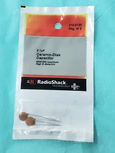 0.1UF CERAMICA – CONDENSATORE DISCO #272-0135 By RadioShack (CONFEZIONE DA 5) - Foto 1 di 1