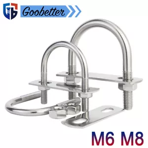 Perno en U de acero inoxidable placas y tuercas A2 M6 M8 perno en U redondo para remolque de barco - Imagen 1 de 22