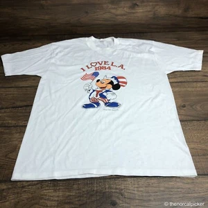 Vintage Disney Mickey Mouse "I LOVE LA 1984" Los Angeles USA Mens Shirt Size M - Picture 1 of 8