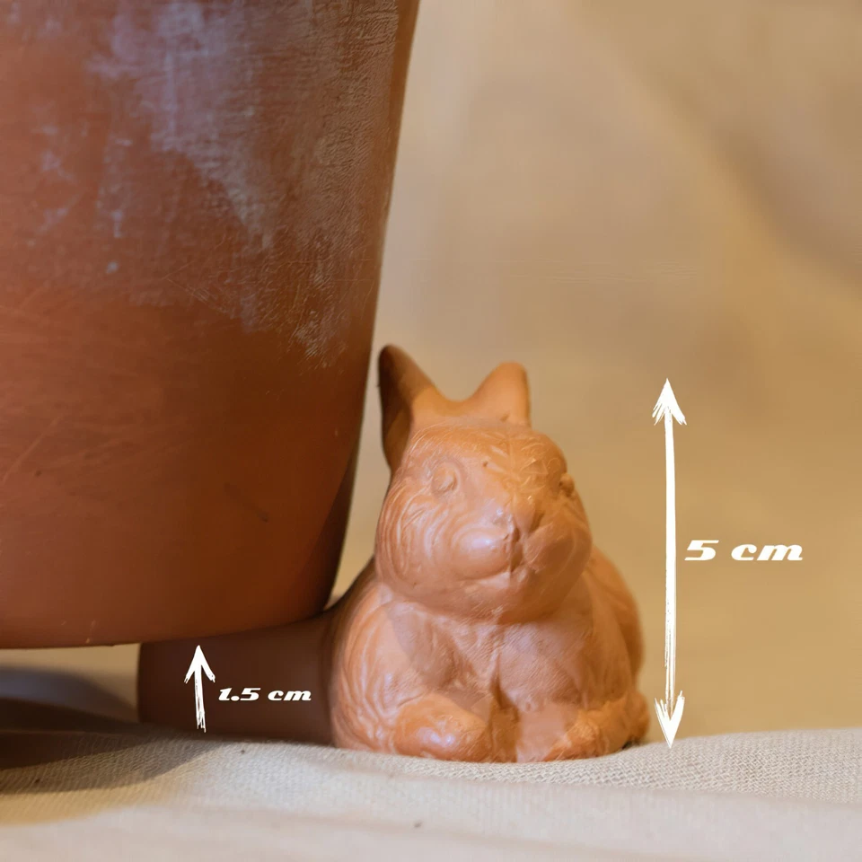 Set 3 Terra Cotta Pot Feet – Rabbit Clay Pot Risers – Handmade Clay Plant Stands - Image 1 of 4