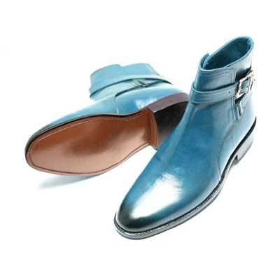 Botas de vestir formales al tobillo Jodhpur clásicas de cuero genuino hechas a mano para hombre Foto 1 de 4