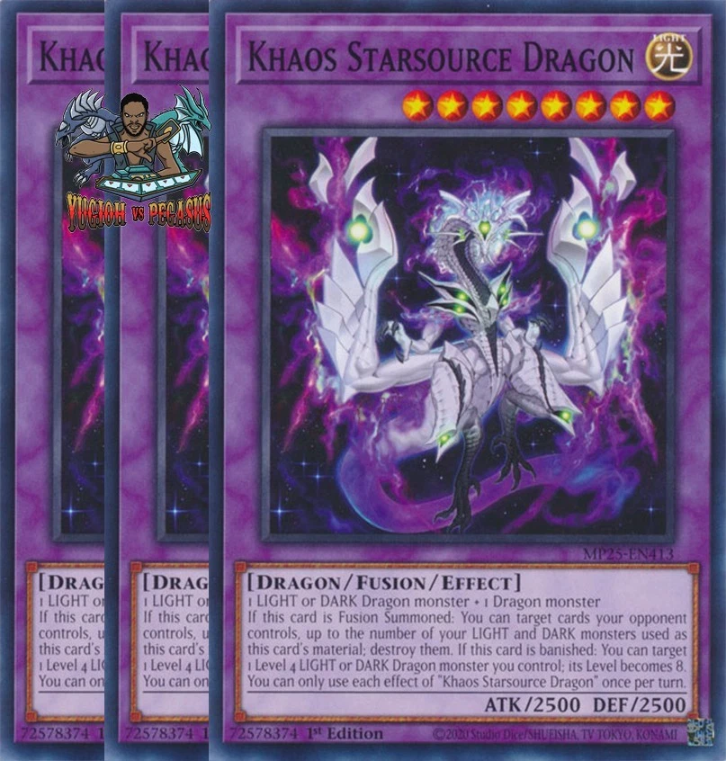 Yugioh! 3x Khaos Starsource Dragon MP25-EN413 Common 1st Ed NM - Image 1 of 1