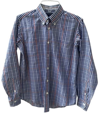 Camisa Brooks Brothers para niño mediana con botones sin planchar roja blanca azul Foto 1 de 4