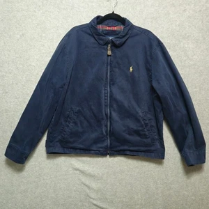 POLO VINTAGE RALPH LAUREN uomo XL giacca Harrington blu navy Y2K anni 90 foderata a quadri - Foto 1 di 10