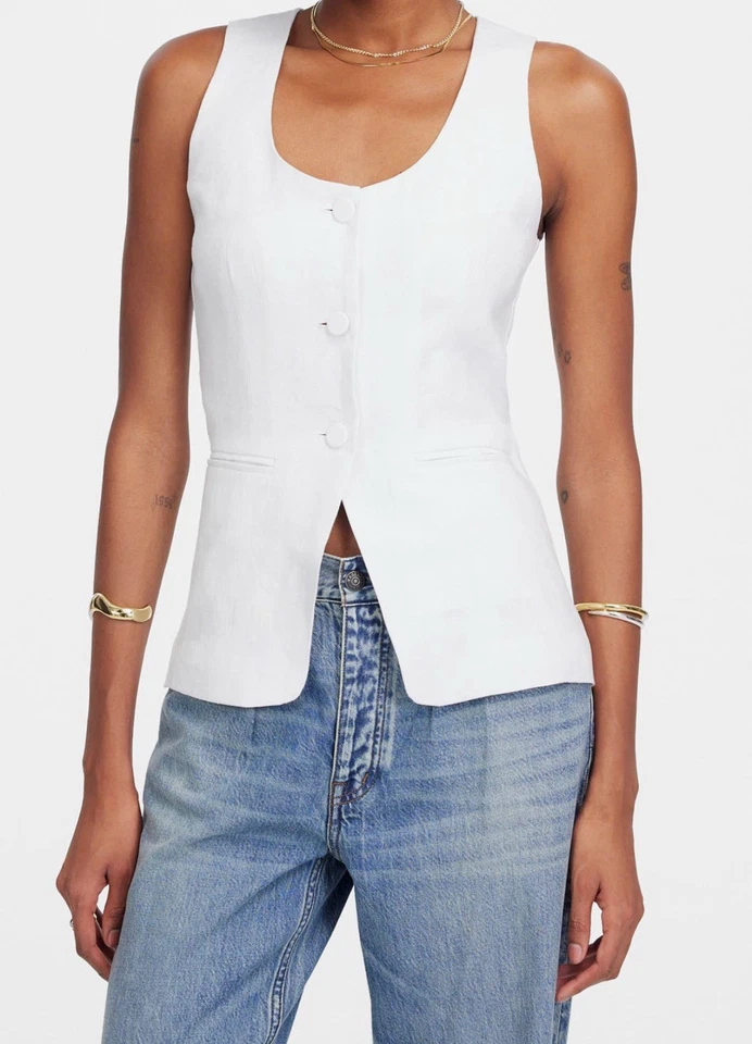 Madewell NWT Linen Scoop Neck Cutaway Vest size 4 - Image 1 of 4
