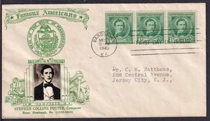 1940 Stephen Foster composer Sc 879-37F FDC with Crosby real photo cachet (PT - Picture 1 of 1