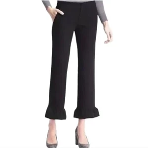Banana Republic Black Logan Crop Ruffle Hem Cropped Pants Plus Size 16 - Picture 1 of 11