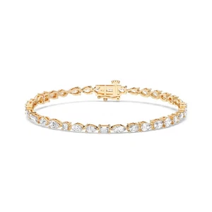 5 Ct Multi-Shape Lab Grown Diamond Tennis Bracelet 14K Yellow Gold Over E VS1 7" - Picture 1 of 2
