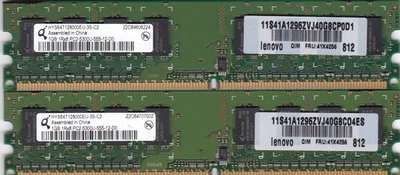 KIT RAM 2GB 2x1GB PC2-5300 DDR2-667 QIMONDA HYS64T128000EU-3S-C2 LENOVO 41X4256 - Immagine 1 di 2