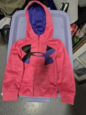 Girl's Size 4 Pink And Purple Under Armour Zip Up Hoodie - Image 1 of 3