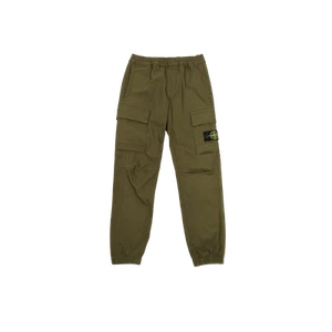 (Kids) Stone Island 30712 Stretch Cotton Nylon Cavalry Cargo Pants Military Gree - Picture 1 of 4