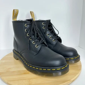 Dr. Martens Air Wair Vegan 101 Black Ankle Combat Boots Lace Up Size 8 - Picture 1 of 6