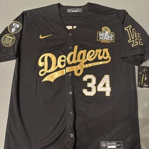 L.A. Dodgers Nike Black & Gold #34 Fernando Valenzuela Jersey NWT Men’s Sz Small - Picture 1 of 22