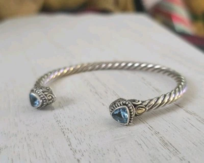 Brazalete brazalete Ross Simons oro amarillo 18k y plata de ley topacio azul Foto 1 de 4