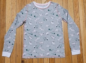 Cuddl Duds Thermal Pajama Top Long Sleeve Shirt Waffle Insulated Cats Girls XL - Picture 1 of 9
