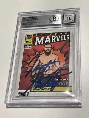 Justin Gaethje Signed UFC Donruss Octagon Marvels Card IP Slabbed Beckett BAS a - Image 1 of 3