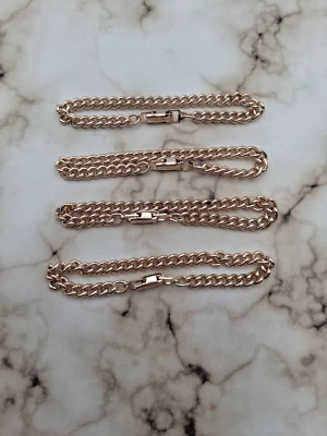 Pulseras de aluminio chapadas en oro: eslabones largos de 7-1/4", lote de 24 Foto 1 de 4