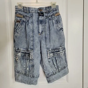 Maneuvers Vintage 80s Acid Washed Pleated Denim Shorts Boys Size 14 Streetwear - Picture 1 of 16