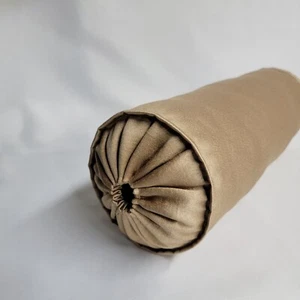 Decorative Tube Pillow, light Brown Satee, 18" Long X 6" wide include filling. - Picture 1 of 3