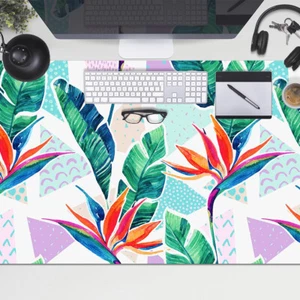 Computer Desk Top Mat Pad Protector for PC Mouse Keyboard 100x50 Tropical flora - Afbeelding 1 van 4