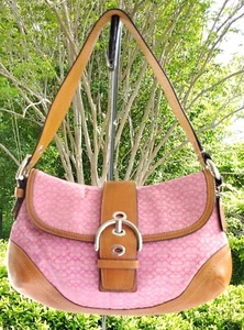 Coach Vintage F10926 Soho Y2K Pink Signature C Canvas Leather Shoulder Bag - Picture 1 of 24