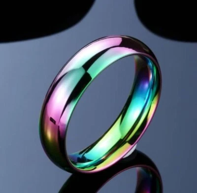ANILLO IRIDISCENTE COLOR ARCO IRIS HEMATITA MAGNÉTICO DE 6 MM DE ANCHO 5-13 UNISEX ENVÍO GRATUITO Foto 1 de 3