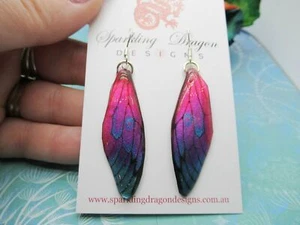 Butterfly Wings Pink, Blue & Purple Earrings - Fairy Jewellery, Fun Gift for Mum - Picture 1 of 10