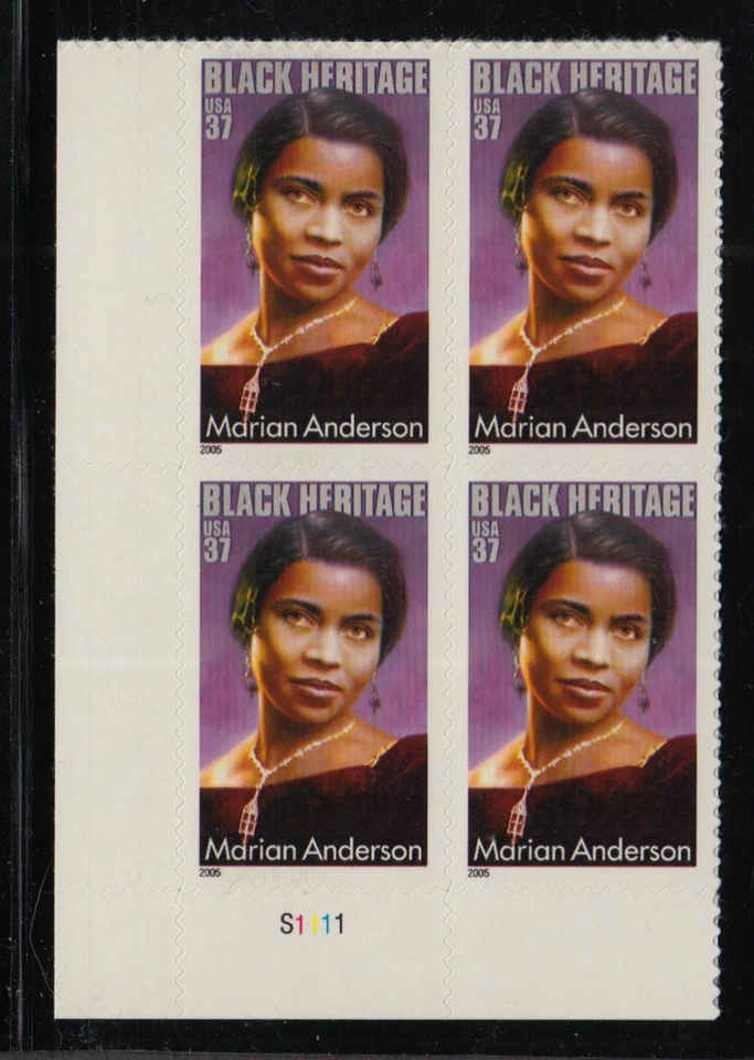 2005 Marian Anderson, singer Sc 3896 37c MNH plate block plate number S1111 LL - Image 1 of 1