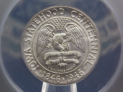 1946 Commemorative **IOWA** Silver Half Dollar 50c ANACS MS64 #060 BU Unc ECC&C - Image 1 of 4