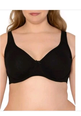Fruit Of The Loom FT813 Beyond Soft Cotton Unlined Underwire Bra 38G Black - Image 1 of 3