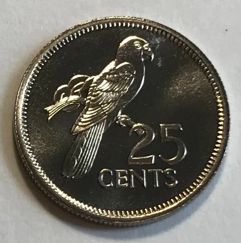 Seychelles 25 Cents 1982 - Black Parrot or Praslin Parrot (Coracopsis barklyi) Cover