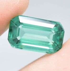 6.85 Ct Natural Green Zambian Emerald Loose Gemstone Radiant Cut (GIT) Certified