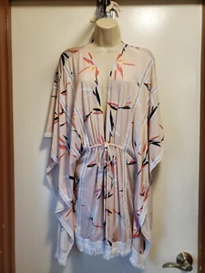 Lysse Paradise Print vorne offen Kordelzug zum Binden Kimono Stil Cover Up Gr. M NEU - Bild 1 von 9
