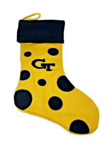 GEORGIA TECH YELLOW JACKETS 22" FELT POLKA DOT CHRISTMAS STOCKING - Picture 1 of 1