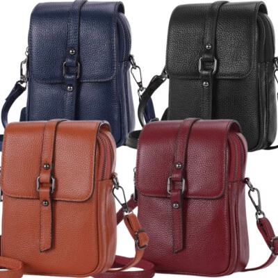 Genuine Leather Cross Body Bag Small Messenger Shoulder Phone Bags Vintage Gifts - Image 1 of 4