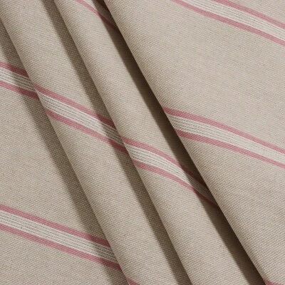 Columbia Stripe Pink Fabric Linen Two Tone Cotton Curtains Cushions Upholstery - Image 1 of 4