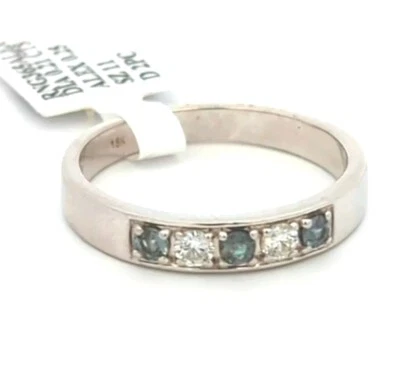 Video .46CT 14K Solid White Gold Natural Alexandrite Diamond Anniversary Ring  - Image 1 of 4