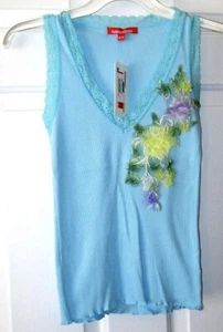 NWT GIRLS AQUA BLUE 3D FLORAL IMEDEEU TOP SIZE M - Picture 1 of 1