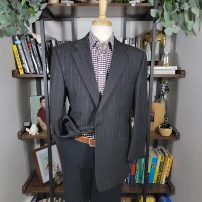 Hickey Freeman MADISON Mens Sport Coat Two Button Gray Striped Wool Cashmere 43R - Image 1 of 4