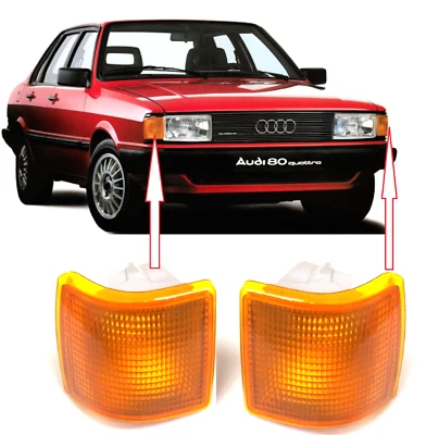 PAIR front Amber signal indicator lights lamp fits Audi 80 B2 1982-1984 - Image 1 of 4