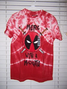 NWT Marvel Deadpool Merc With A Mouth Shirt Adult Size Medium Red Tie-Dye - Picture 1 of 4